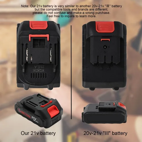 Vista 7 de Batería de litio de 21V - Batería de 2.0 Ah con adaptador de cargador, indicador LED, compatible con soplador de hojas y cultivador inalámbrico