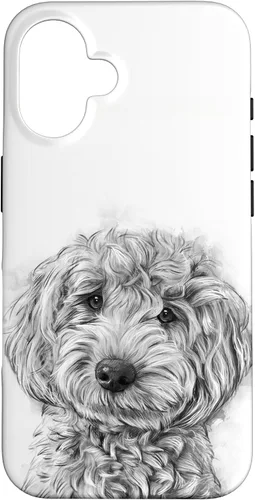 Vista 31 de iPhone 12/12 Pro Golden Doodle Retrato lindo perro ilustración caso de regalo
