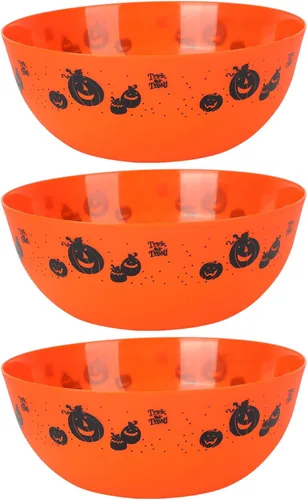 Vista 10 de 3 cuencos de plástico de Halloween para dulces, cuencos reutilizables para Halloween, suministros para fiestas de Halloween (fantasma negro)