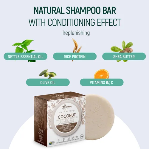 Vista 3 de Barra de champú de agua de proteína de arroz sólido con jabón para el cabello con efecto acondicionador - Barras de champú para cabello con todos