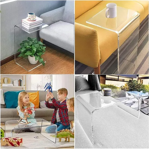 Vista 7 de Mesas auxiliares para dormitorio, mesa auxiliar en forma de C para sala de estar, mesa auxiliar acrílica multiusos, para sala de estar, dormitorio