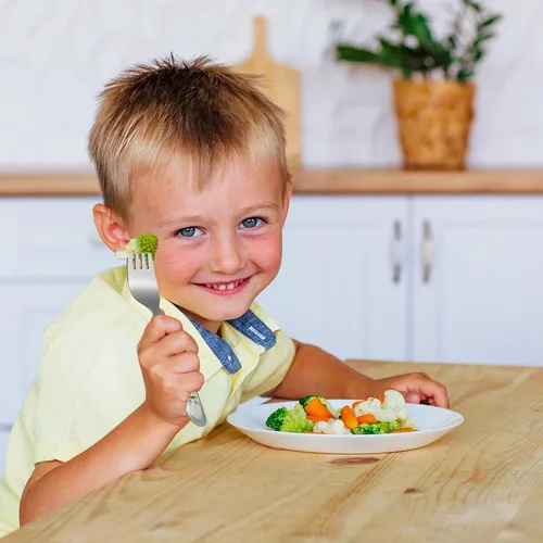 Vista 7 de 4 tenedores de acero inoxidable para niños pequeños, tenedores seguros para autoalimentarse, tenedores para bebés con diseño láser colorido, apto