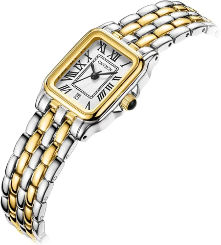 Vista 2 de Gold Watches for Women with Rectangular Case,Roman Dial,Vintage Bracelet,Water Resistant