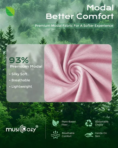 Vista 2 de MUSICOZY Auriculares Bluetooth con diadema de tela modal para dormir y Modal Rosa
