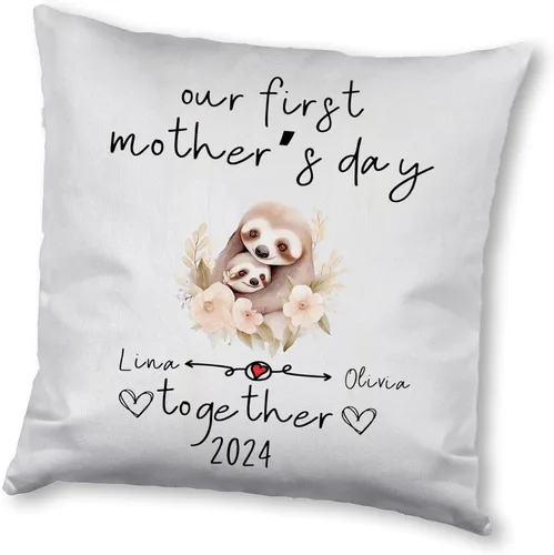 Vista 6 de Sloth Family Mother's Day, Personalised Pillow Case Decor for Home, Present for Mom, Grandmother, for Her Sloth 7