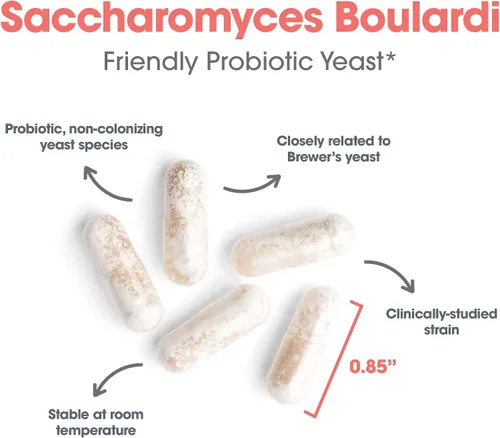 Vista 4 de Allergy Research Group - Probióticos Saccharomyces Boulardii para la salud gastrointestinal - Cápsulas de 60 ct 9 Billion CFU Probiotic Yeast for