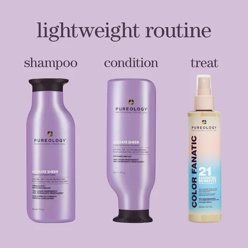 Vista 7 de Pureology Hydrate Sheer Shampoo - Champú hidratante ligero para cabello fino o seco tratado con color, sin silicona y vegano