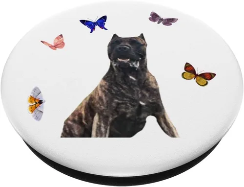Vista 2 de Perro de Presa Canario con mariposas PopSockets PopGrip: agarre intercambiable para teléfonos y tabletas