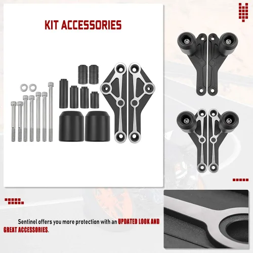 Vista 4 de Protector de motor deslizante de marco de acero inoxidable para motocicleta, almohadilla antichoque, carenado, kit de protector lateral para Du.cati