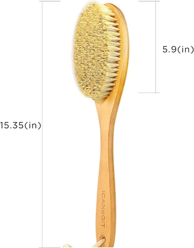 Vista 8 de ICANdOIT Cepillo corporal muy rígido para hombres y mujeres, cepillo de piel seca de mango largo para celulitis y drenaje linfático con cerdas