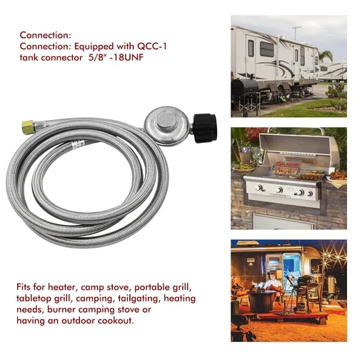 Vista 2 de MENSI Pozo de fuego de gas propano de 6 pies, parrilla para barbacoa, estufa de campamento, calentador QCC de baja presión máxima 1/2PSI regulador