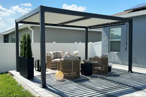 Vista 26 de PURPLE LEAF - Pergola con listones de 11 x 18 pies, marco de aluminio blanco para patios