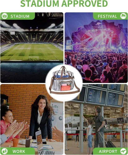 Vista 99 de MAY TREE Bolsa transparente para eventos en estadios de 12 x 6 x 12 pulgadas, bolsa de almuerzo transparente con correas reforzadas para trabajo