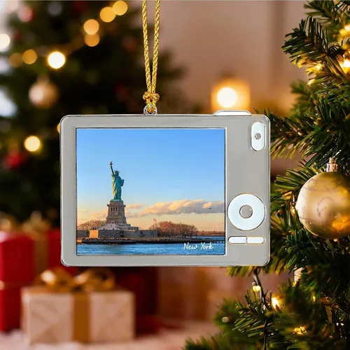 Vista 4 de Adorno de Navidad de Nueva York,Recuerdo del ornamento del metal,Decoraciones colgantes del árbol de Navidad