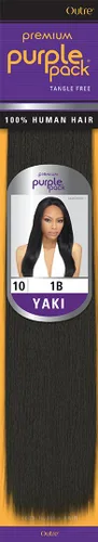 Vista 2 de Outre Tejido de Cabello Humano 100% Premium PAQUETE MORADO YAKI (10 Pulgadas, 1 Negro Azabache)