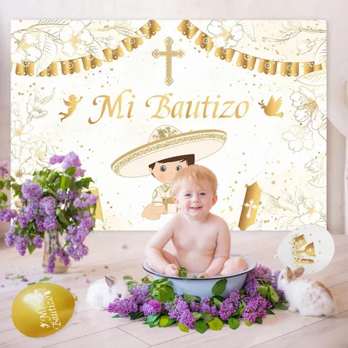 Vista 6 de Kit de 57 piezas de guirnalda de arco de globos de Mi Bautizo para He God Bless Baby Boy Bautizo Party Decoraciones Primera Comunión Decoración