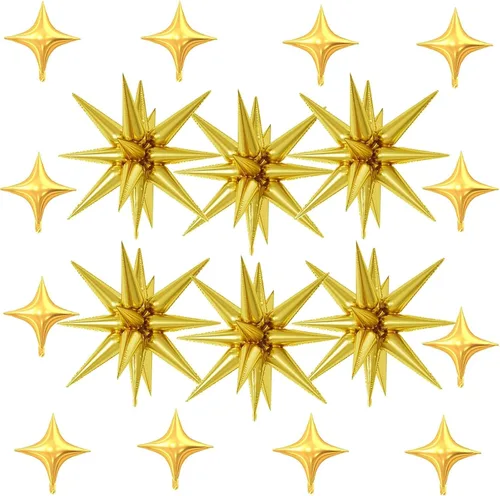 Vista 15 de 18 globos de estrella rosa, globo rosa bebé con 6 globos de estrella en explosión de 22 pulgadas, 12 globos de aluminio de cuatro estrellas