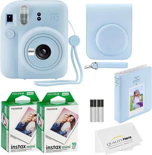 Vista 8 de Fujifilm Cámara instantánea Instax Mini 12 con funda, 20 impresiones de Fujifilm (rosa flor), calcomanías decorativas, marcos, álbum de fotos y más