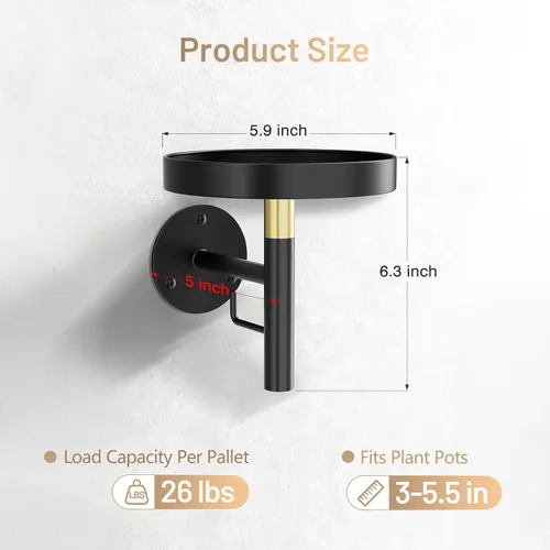 Vista 4 de YUOROS Paquete de 3 Soportes de Plantas de Pared, Macetas de Pared para Plantas de Interior, Estanterías Colgantes para Plantas de Ventana, Negro