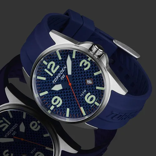 Vista 4 de Torgoen T10 - Reloj Pilot de carbono para hombre, cuarzo suizo, cristal de zafiro con correa de silicona