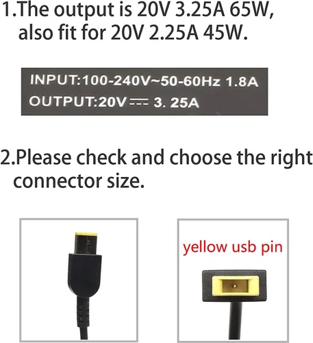 Vista 2 de Cargador adaptador de CA para Lenovo ThinkPad L440, L540, S1 Yoga, S431, T431S, T440; Lenovo ThinkPad T440P, T440S, T540P, X240, Yoga 14