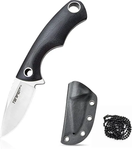Vista 9 de TONIFE Cuchillo para el cuello, mini cuchillo de supervivencia al aire libre, hoja afilada EDC de alta dureza de 1.7 pulgadas, cuello portátil