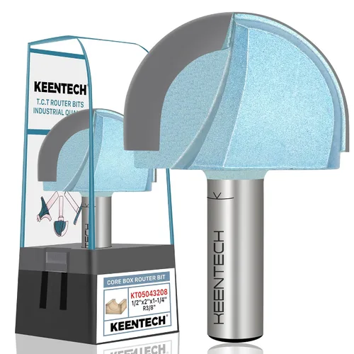 Vista 11 de KEENTECH Broca para enrutador de caja de núcleo, vástago de 1/2 pulgada para carpintería, punta de carburo de grado industrial, 1 pulgada