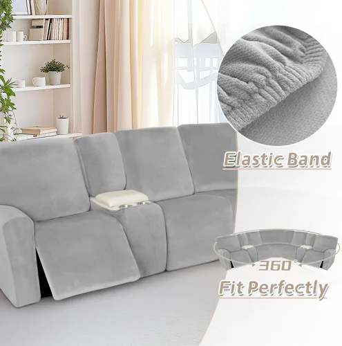 Vista 591 de Arfntevss Fundas de sofá seccional reclinable de terciopelo, Funda de sofá seccional de esquina para sofá reclinable, Funda elástica suave