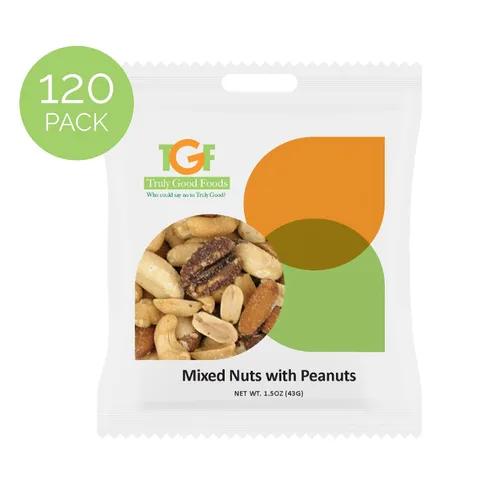 Vista 2 de Mini bolsas de bocadillos de nueces mixtas con cacahuetes, 1.5 onzas, 120