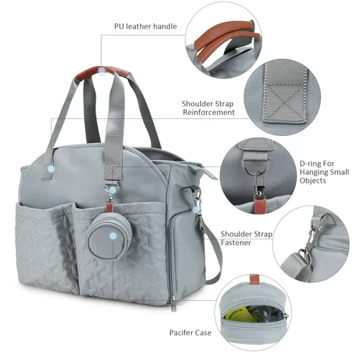 Vista 4 de Bolsa para extractor de leche – Bolsa de pañales para bebé con funda para laptop y bolsillo de aislamiento, se adapta a la mayoría de extractores