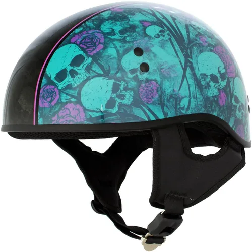 Vista 23 de Hot Leathers Avanzado Moto DOT Skull Cap Classic Half Cascos Biker HLD HLT