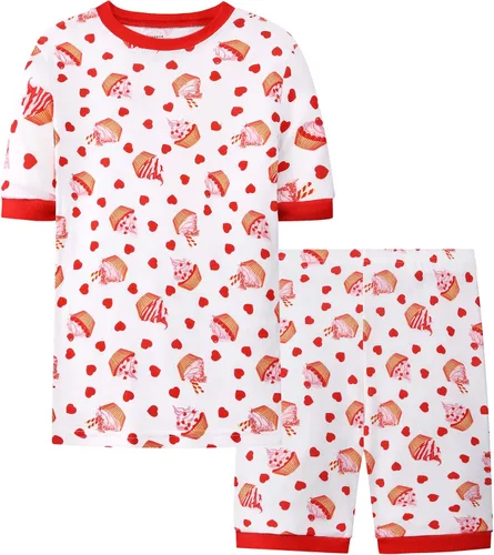Vista 5 de Joyond Summer Pajamas for Girls Cotton Toddler Clothes Kids Short Sleeves Snug-Fit Sleepwear Unicorn Flamingo Pjs Set