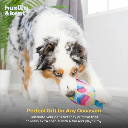Vista 8 de Huxley & Kent Divertido juguete para perros con chirriador, juguetes chirriantes de felpa para perros pequeños, medianos y grandes, animal