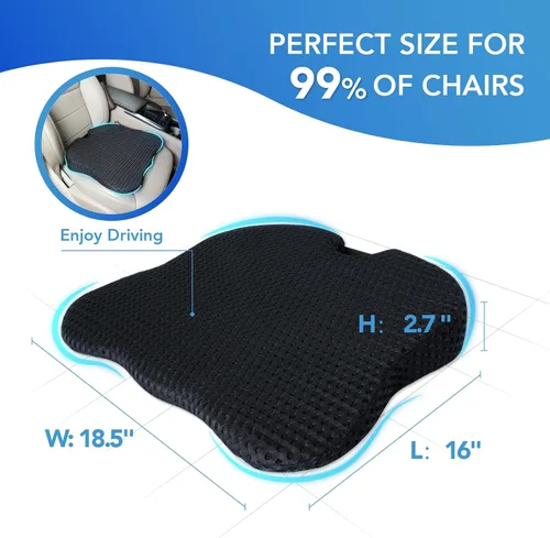 Vista 8 de Lofty Aim Cojín de asiento de coche, cómodos cojines de espuma viscoelástica para conducir (negro)