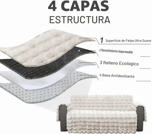 Vista 3 de Funda de sofá de felpa y pelo Shaggy, funda de sofá de imitación de piel de perro, funda impermeable, protector de muebles antideslizante