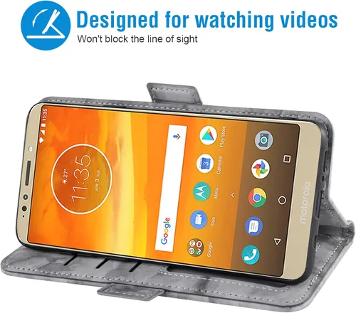 Vista 3 de Asuwish Funda compatible con Moto E5 Plus E 5 Supra y protector de pantalla de vidrio templado, ranura para tarjeta celular, soporte para tarjetero
