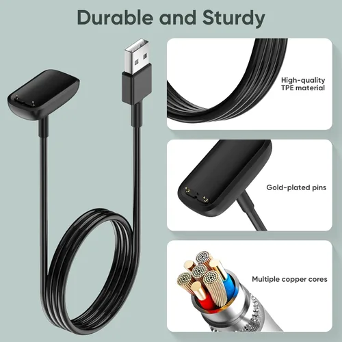 Vista 4 de Cable de carga de 3.3 pies para Fitbit Charge 6, cable cargador de repuesto