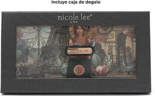 Vista 7 de Nicole Lee Cartera plegable con solapa y correa de muñeca desmontable, cartera de mano de noche, múltiples tarjeteros y ventanas de identificación