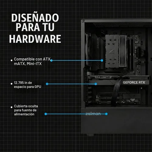 Vista 5 de Zalman FIT Basic ATX Mid-Tower - Funda para computadora de escritorio