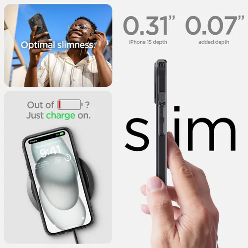 Vista 8 de Spigen - Funda Ultra Hybrid MagFit con impresión digital directa para iPhone 15/14/13, diseño Zero One, color negro, compatible con MagSafe