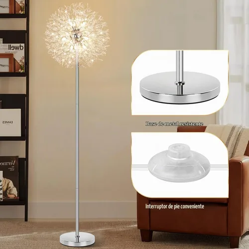 Vista 7 de BesLowe Lámpara de pie de cristal de 69 pulgadas para sala de estar, lámpara de pie moderna con 738 cristales K9, lámpara alta con poste de luz