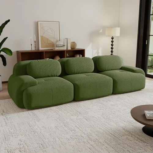 Vista 121 de Sofás seccional modular de 80" sin huesos modernos para sala de estar, juego de sofás comprimidos de 2 plazas con asiento profundo, sin necesidad
