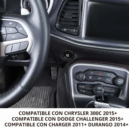 Vista 5 de RT-TCZ para Challenger Botón de inicio con botón de presión Cubierta de recortado Anillo de borde de fibra de carbono para Chrysler 300C 2015+