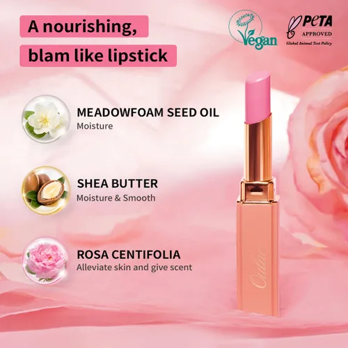 Vista 5 de Oulac Lápiz Labial Rosa Hidratante con Brillo - Lápiz Labial Hidratante Bálsamo Labial Tintado Brillante, Acabado Brillante Transparente Jugoso