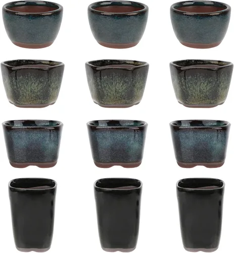 Vista 8 de Maceta Bonsai 8/12/20 piezas Mini macetas esmaltadas suculentas 1.6 pulgadas