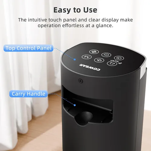 Vista 3 de COWSAR Ventilador de torre con control remoto, 6 velocidades, 4 modos, temporizador de 24 horas, oscilación de 60° para dormitorio, oficina, cocina