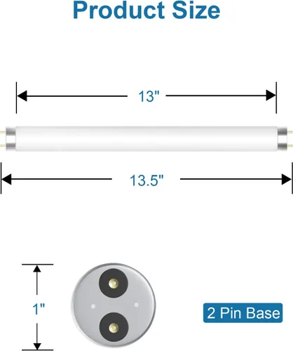 Vista 2 de Dichroma Paquete de 2 bombillas de repuesto para exterminador de insectos de 10 W para 20 W, tubo de luz BL T8 F10W compatible con Aspectek, Liba