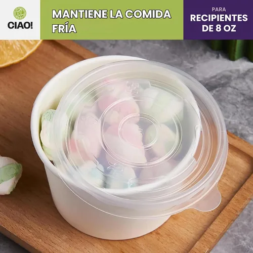 Vista 6 de CIAO! Tapa de PP de 3.543 in de diámetro, diseñada y apta para contenedores de papel de 8 oz (1000/caja)