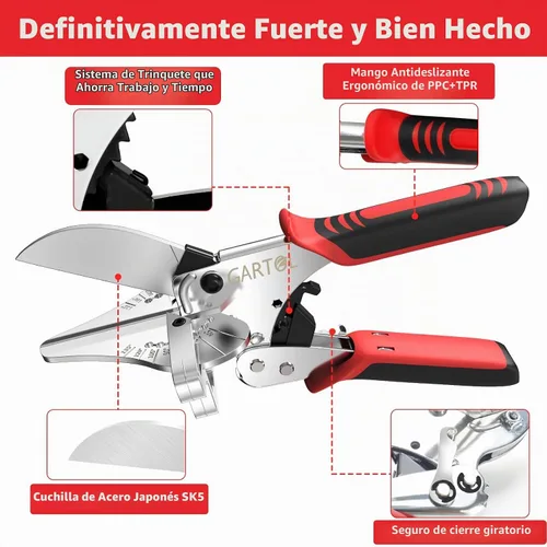 Vista 2 de GARTOL Ratchet Miter Shears, 45°-135° Adjustable Multi-Angle Cutter for Molding, Trim & Quarter Round – Precision Hand Tool for PVC & Soft Wood