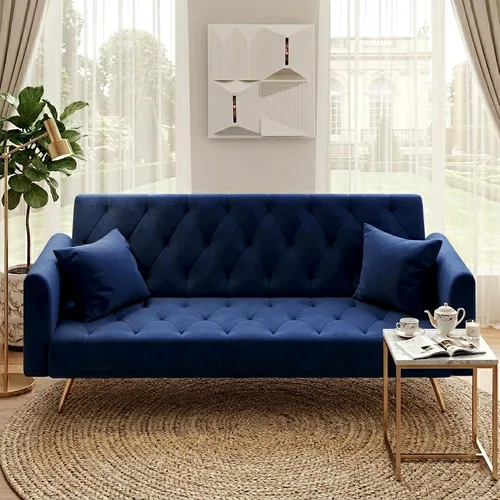 Vista 13 de Anwick - Sofá cama de terciopelo moderno de 72 pulgadas, sofás plegables convertibles con 3 respaldos ajustables, sofá biplaza reclinable copetudo